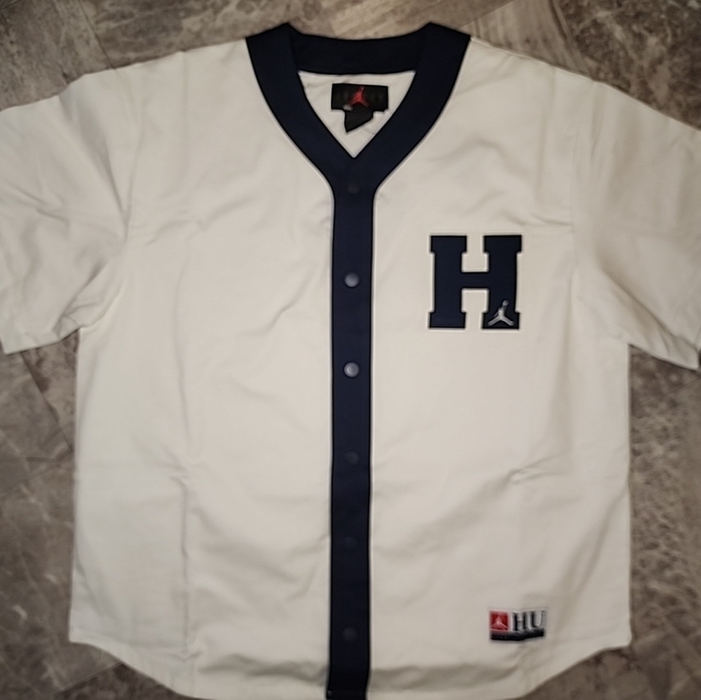 Jordan X Howard University Baseball Top White Blue Men’s Size Large  FJ9331 133